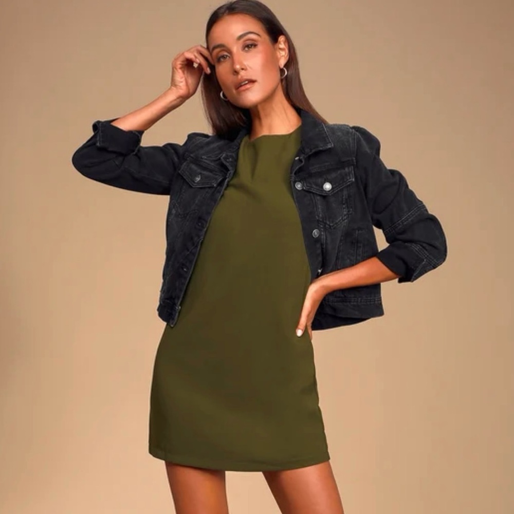 Lulus Shift and Shout Olive Green Shift Dress Sz. Small